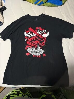 Jordan Black Short-Sleeve Tee with Red & White Graphic